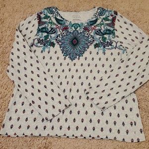 Talbots Gray Floral T Shirt